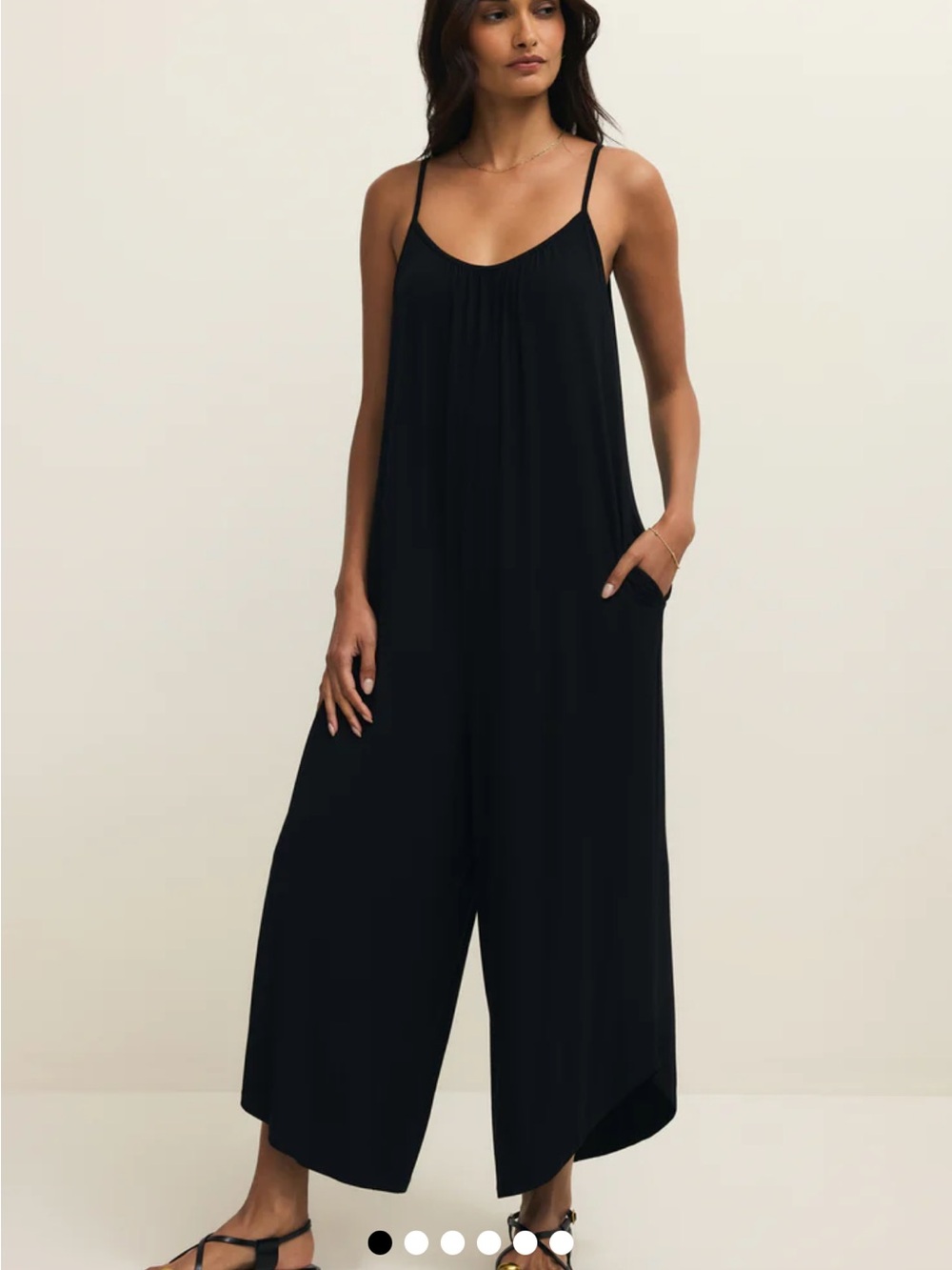 Z Supply Black floral pattern Spaghetti-Strap Wide-Leg Jumpsuit